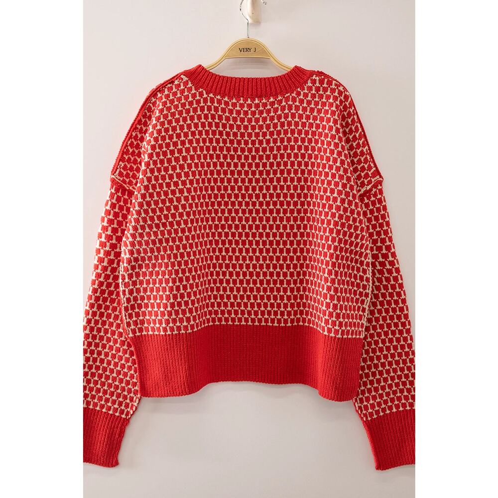 Geometric Check Pattern Sweater - Picture 2 of 2